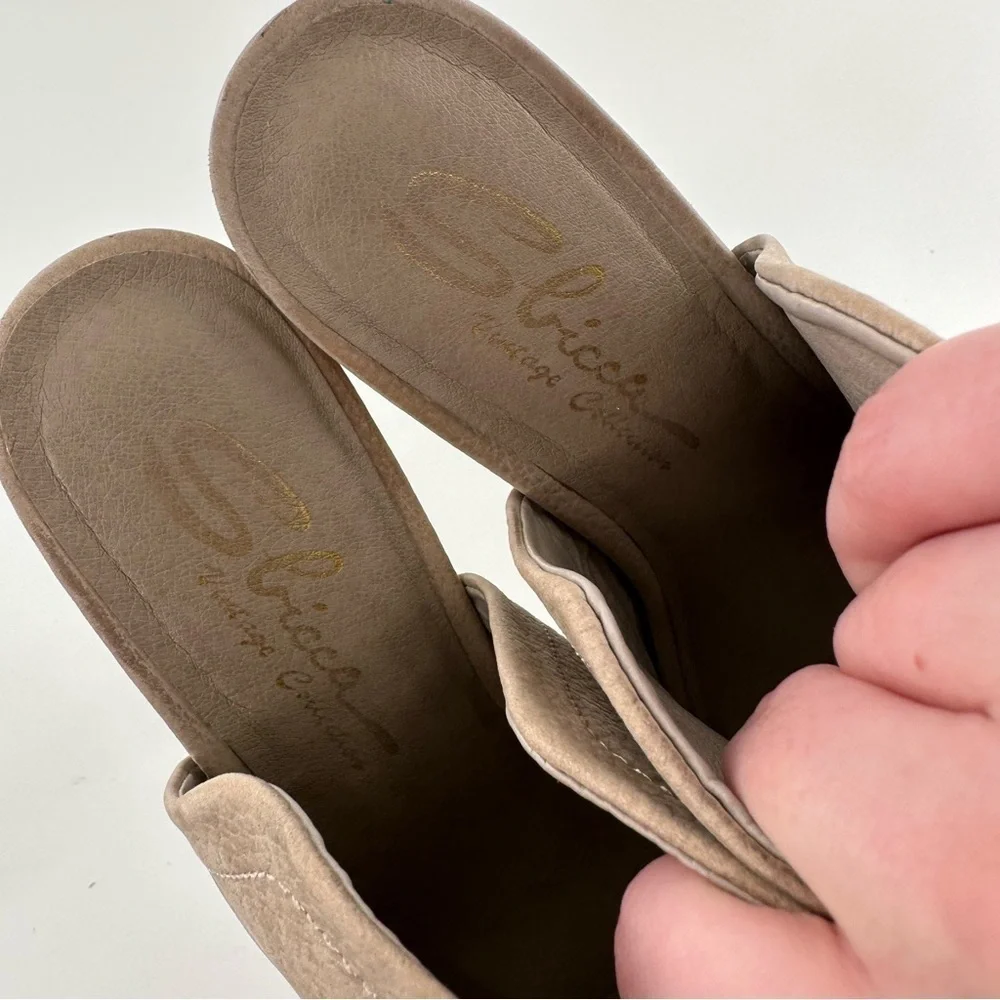 Sbicch womens ankle booties size 9 beige nubuck leather slip on mules